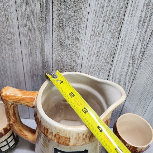 Vintage Japanese Thatched Cottage Ware Juice Pitcher & Cups Ceramics SET - Picture 9 of 10